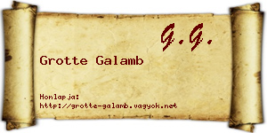 Grotte Galamb névjegykártya